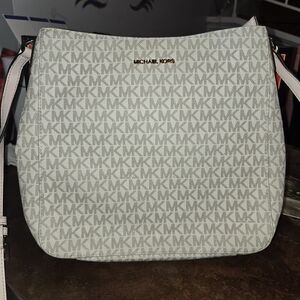 Michael Kors Monogram Shoulder Bag in Light Gray